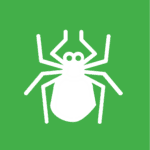 White tick vector graphic on green background